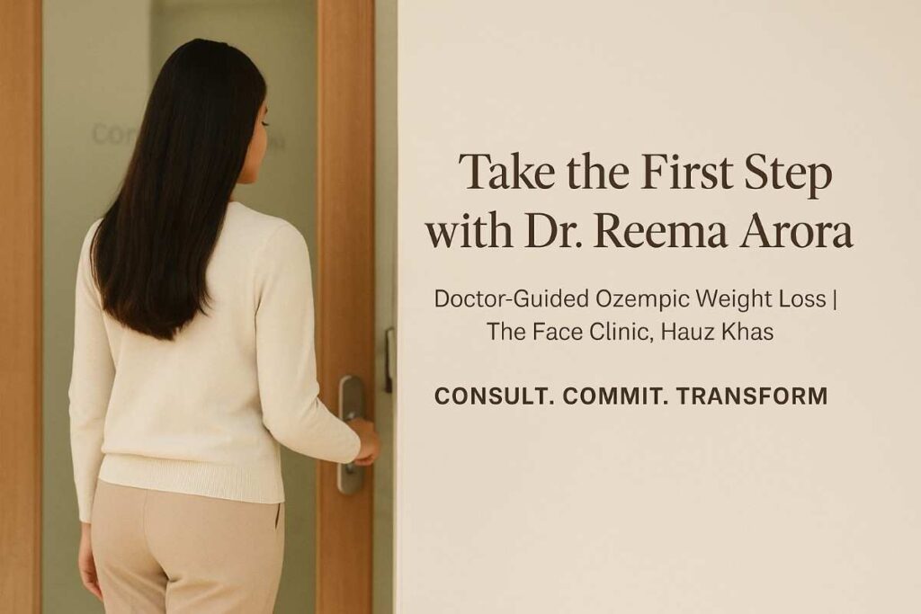 Indian patient taking first step into weight loss transformation with Dr. Reema Arora – Ozempic consultation at The Face Clinic Delhi