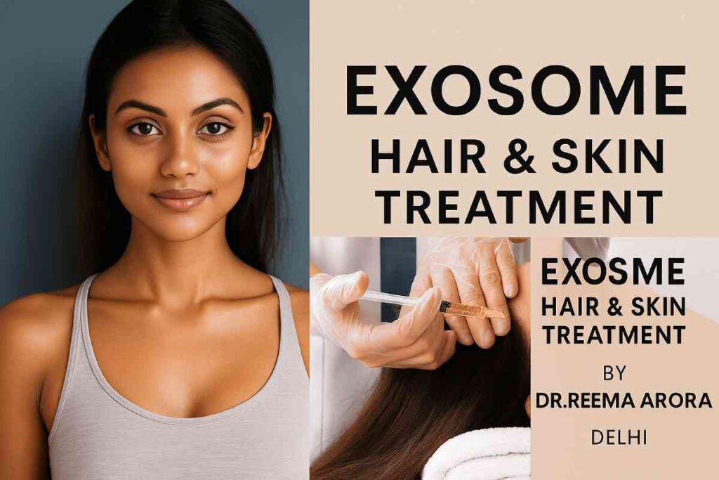 Exosome hair therapy treatment for hair loss in Delhi by Dr. Reema Arora using regenerative medical injection therapy.