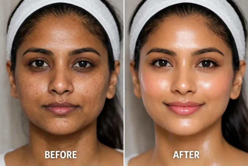 Korean skincare layering technique for glass skin hydration