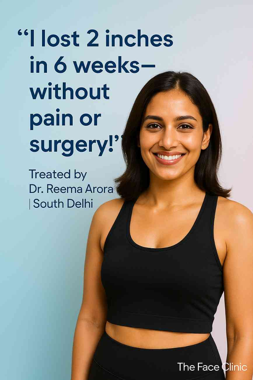 Patient testimonial for non-surgical body contouring in Delhi at The Face Clinic