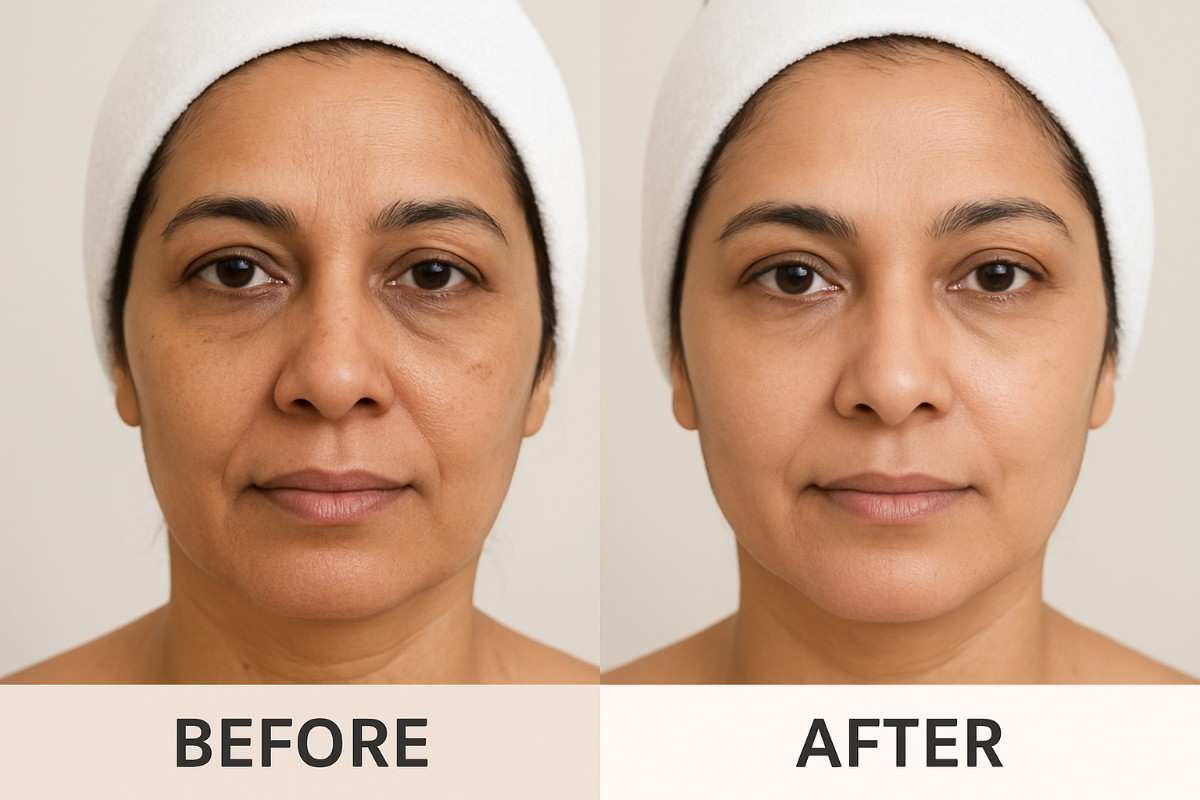 Before and after results of non-surgical HIFU face lift in India