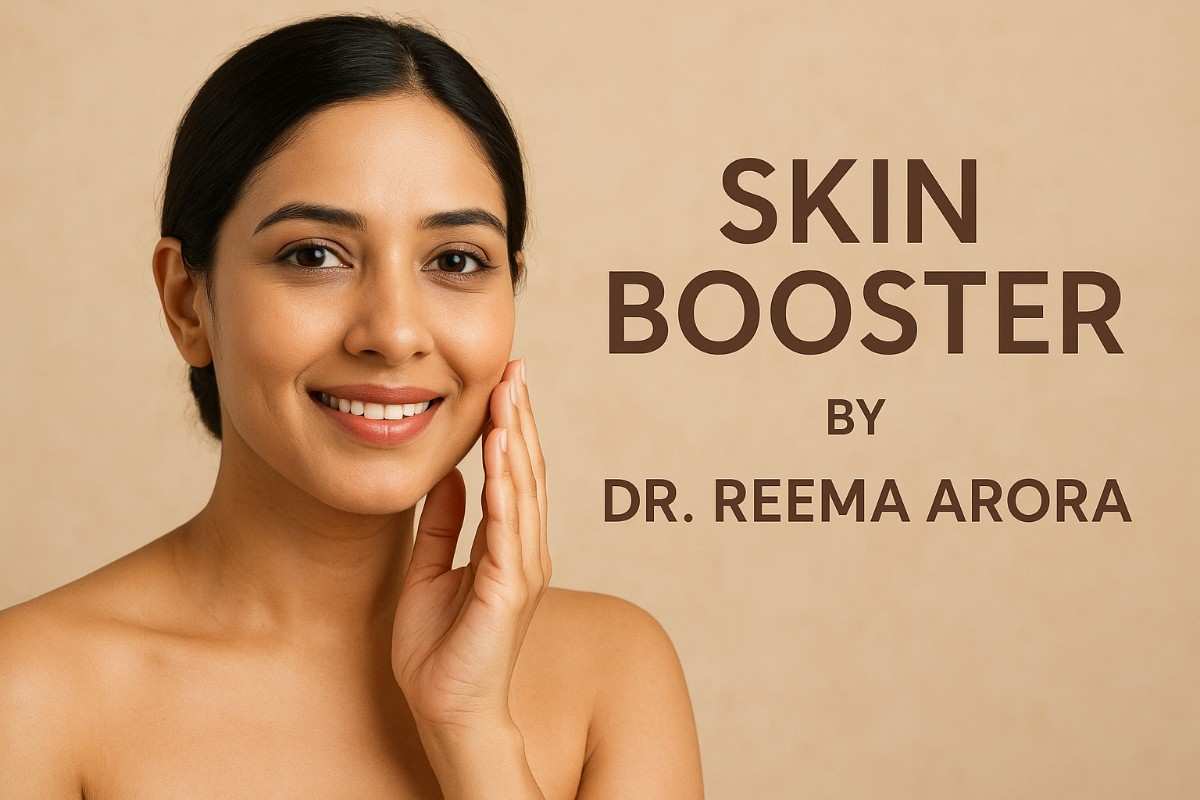 Indian woman with glowing skin after skin booster treatment by Dr. Reema Arora in Delhi.