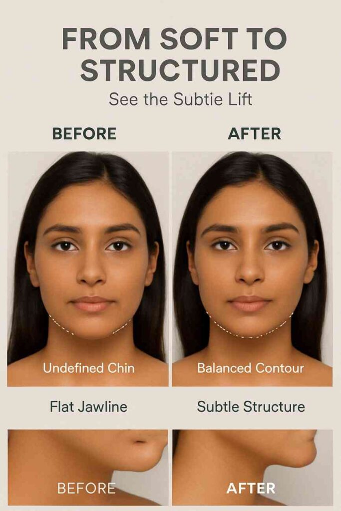 3D medical illustration showing how chin fillers enhance jawline and facial balance.