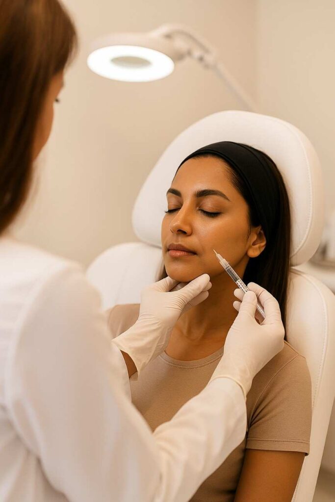 SkinVive treatment by Dr. Reema Arora – cheek injection procedure for skin hydration at The Face Clinic, Delhi