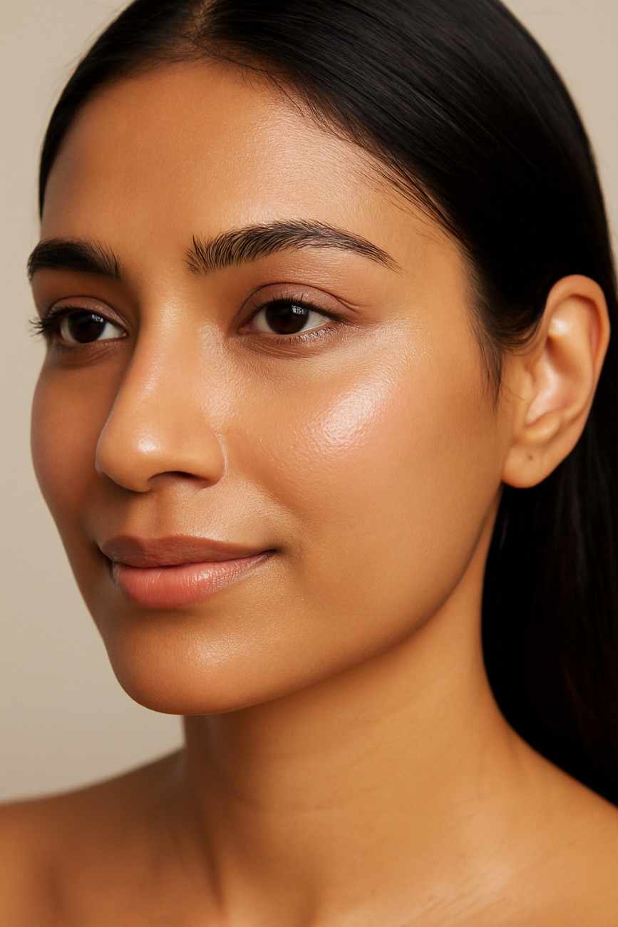 SkinVive treatment results – close-up of naturally glowing, hydrated skin after non-filler injectable by Dr. Reema Arora in Delhi