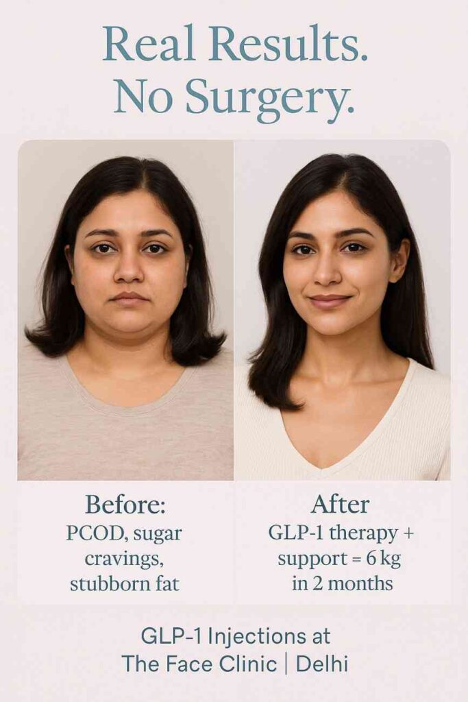 Before and after Best weight loss Treatment results in India using CoolSculpting and GLP-1 injections – lose belly fat without surgery