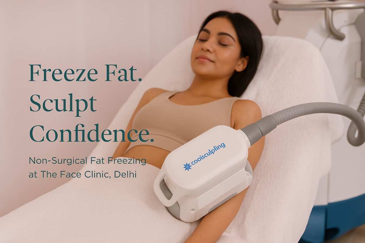 CoolSculpting fat-freezing treatment session at The Face Clinic in Delhi – best non surgical fat loss treatment for belly and thighs