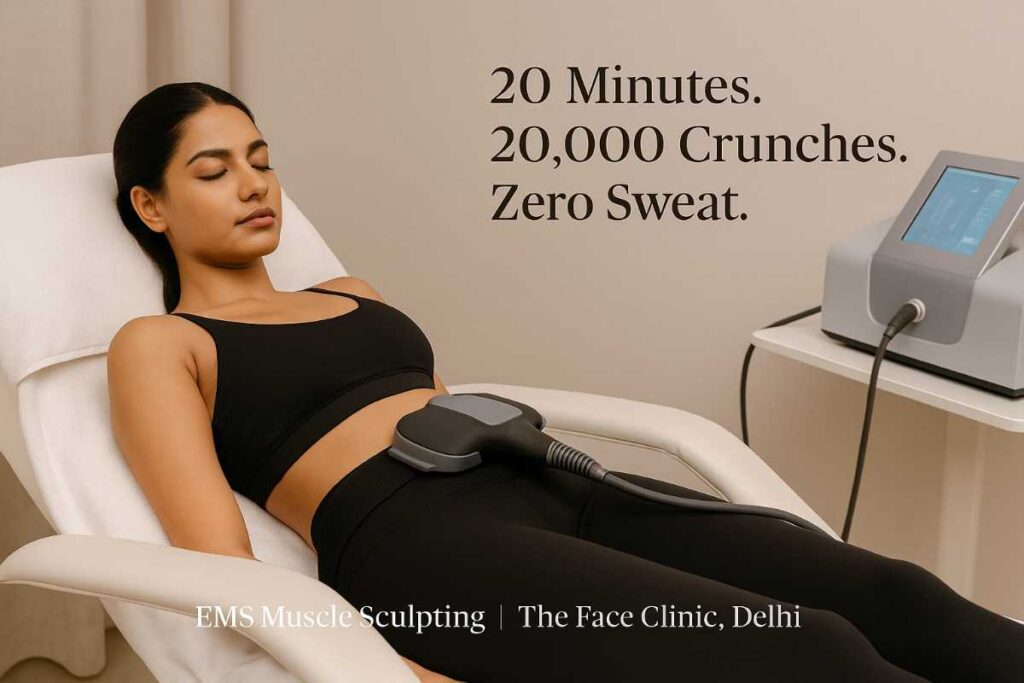 EMS muscle sculpting treatment for abdominal toning without exercise – TeslaFormer session at top weight loss treatment clinic in India