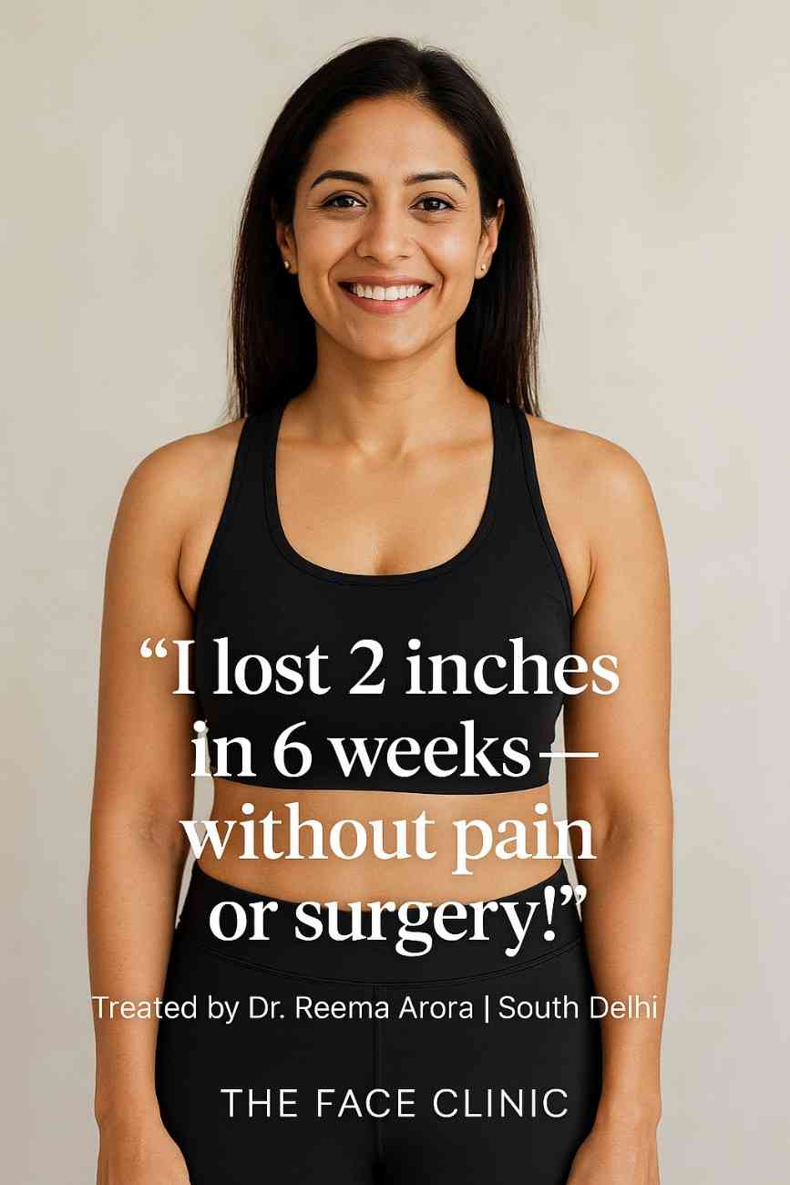 Patient testimonial for non-surgical body contouring in Delhi at The Face Clinic