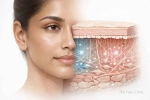 PDRN skin treatment showing skin layers regeneration and collagen repair for glowing youthful skin