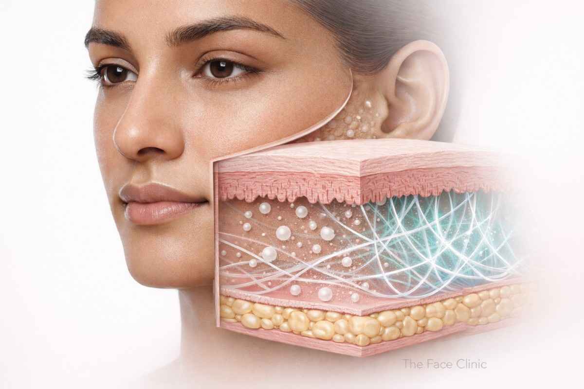 Sculptra treatment for collagen stimulation and facial rejuvenation in Delhi