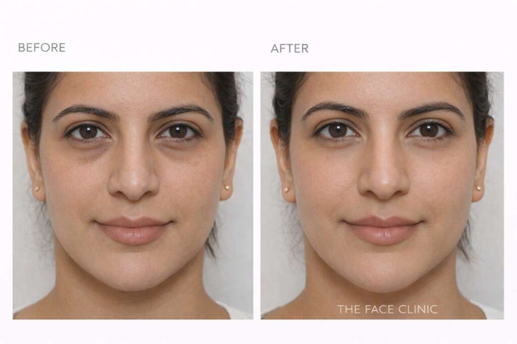 Under eye and full face dermal fillers before and after Delhi natural rejuvenation results
