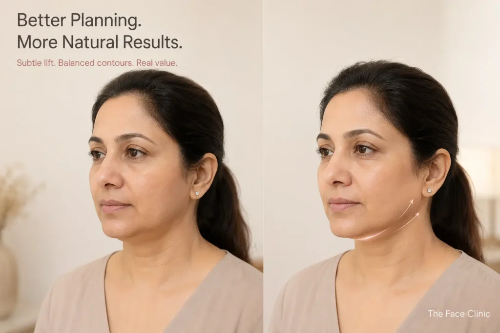 Assessment-led thread lift planning can create natural jawline definition and better treatment value in Delhi