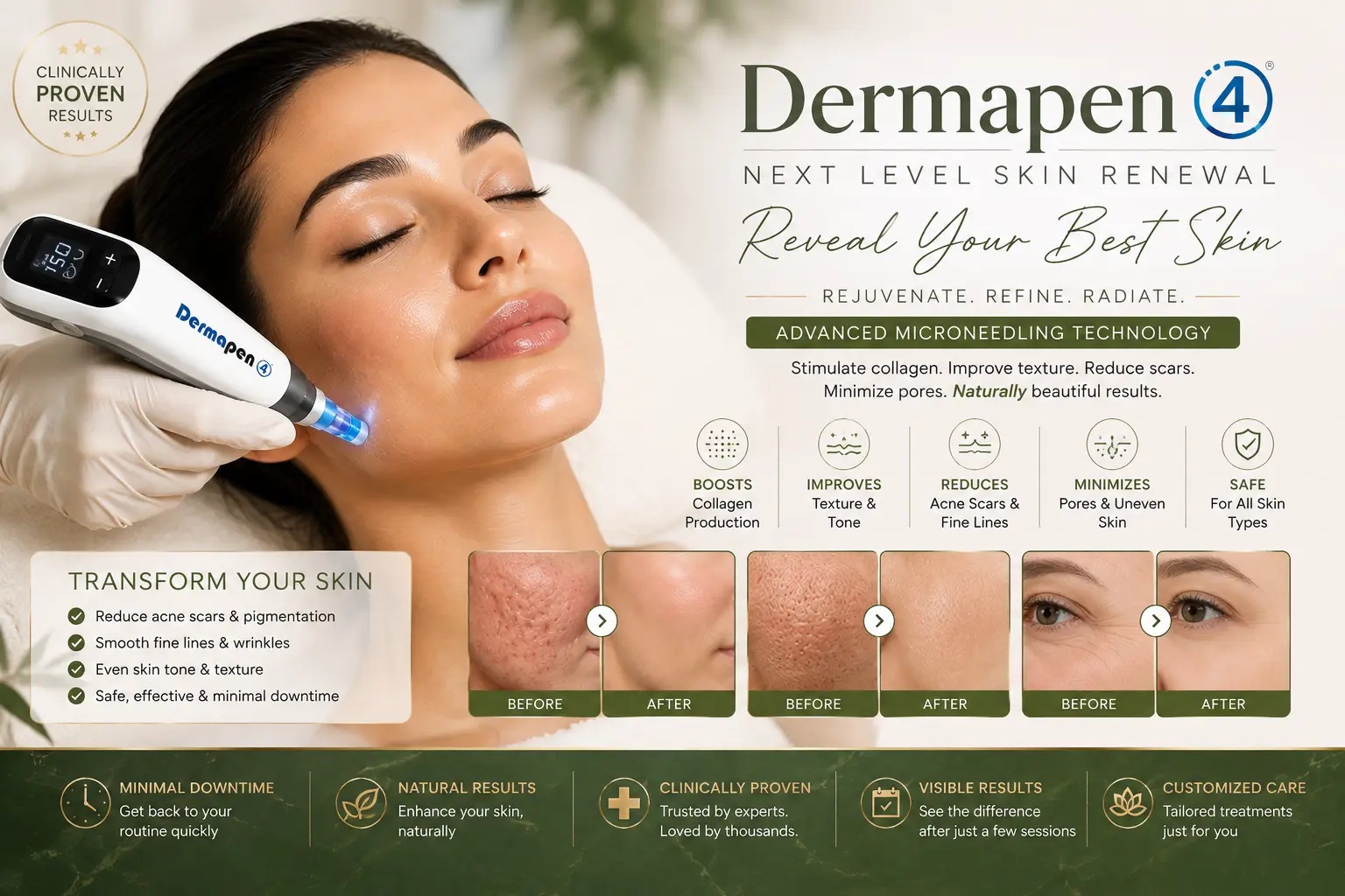 Dermapen 4 microneedling treatment for skin rejuvenation and improved skin texture