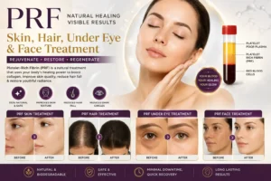PRF skin, hair, under eye and face treatment for natural skin rejuvenation and hair restoration